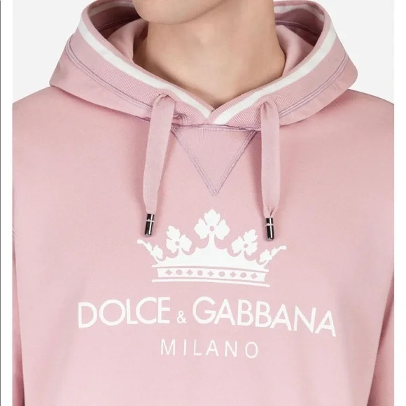 Like New Dolce & Gabbana Cotton Sweatshirt with Hood- Varsity Pink & White - Picture 13 of 13